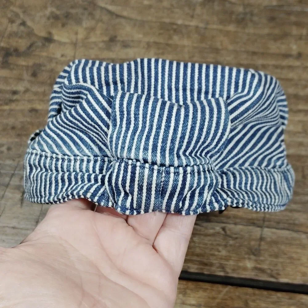 Baby Osh Kosh Hat Railroad Engineer Striped Cap 12-24 M Blue White